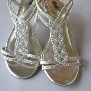 Womens Silver Strappy Low Heels by Unlisted Size 5